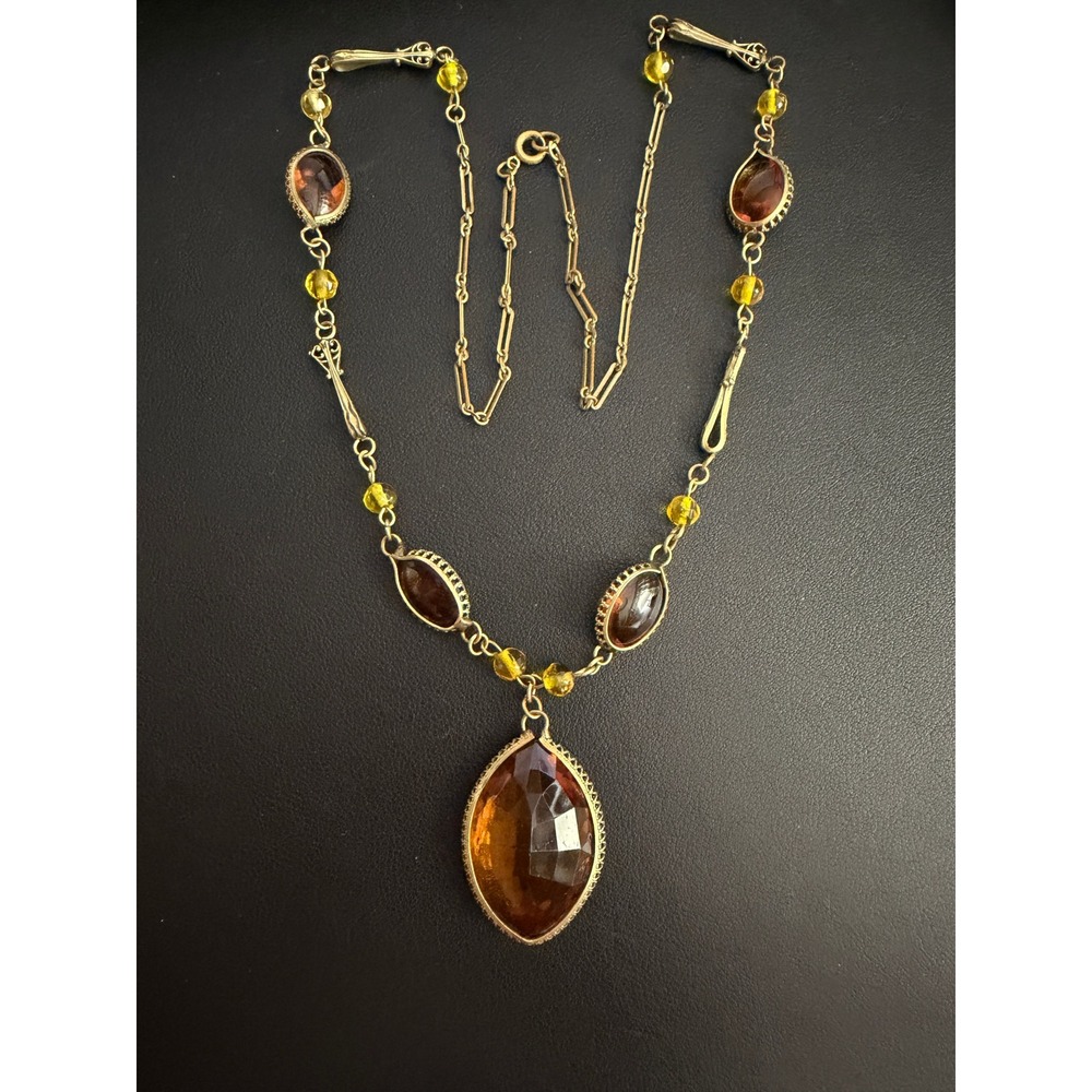 Vintage Victorian Revival Necklace Brass Tone Fall